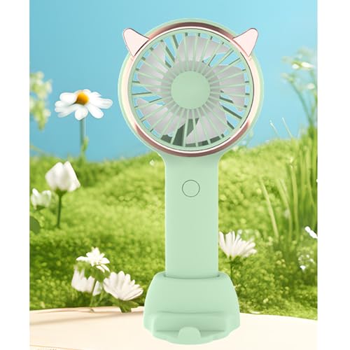 Mateju Mini Ventilator, Handventilator Akku Aufladbar USB Mini Hand Fan, 2000mAh Portable Fan mit Hangeseil für Reisen Büro Zuhause, Summer Must Haves (Hellgrüne Ohren,2PCS) von Mateju