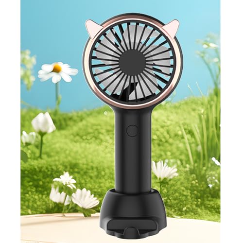 Mateju Mini Ventilator, Handventilator Akku Aufladbar USB Mini Hand Fan, 2000mAh Portable Fan mit Hangeseil für Reisen Büro Zuhause, Summer Must Haves (Schwarze Ohren,2PCS) von Mateju
