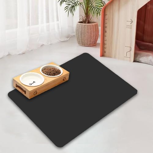 Mateju Napfunterlage Hund Katzen, Hund rutschfest Saugfähig Schnelltrocknend Futtermatte Hunde Katzen Matte Napfunterlage Katze Hundenapf Unterlage, 3D-Desserts (Schwarz,40x60cm) von Mateju