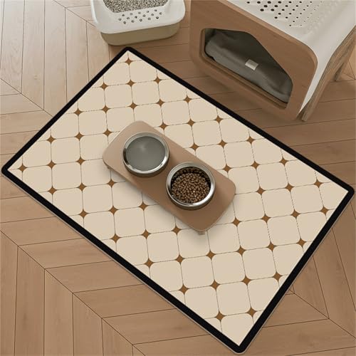 Mateju Napfunterlage Hund Katzen, Modern Futtermatte Hunde rutschfest Saugfähig Schnelltrocknend Futtermatte Matte, Napfunterlage Katze Hundenapf Unterlage (Netz,60x40cm) von Mateju