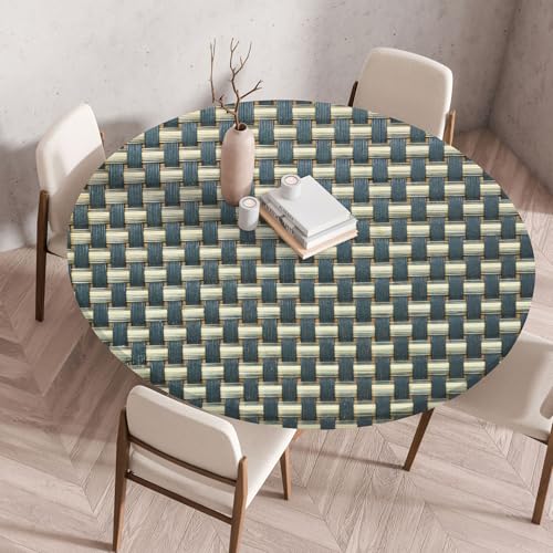 Mateju Outdoor Runde Fitted Tischdecke, Wasserdicht Lotuseffekt Gartentischdecke Kordel-Muste Abwaschbar Wischbare Gummiband Tischdecke Elastisch Rund Tischdecken (60cm,D) von Mateju