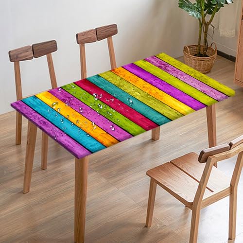 Mateju Rechteckig Tischdecke Outdoor Wetterfest, 3D-Hölzerne Druck Wasserdicht Gartentischdecke Abwaschbar Wischbare Gummiband Elastisch Tischdecken Outdoor Garten Küchen (134x80cm,Regenbogenfarben) Mateju Rechteckig Tischdecke Outdoor Wetterfest, 3D-Hölzerne Druck Wasserdicht Gartentischdecke Abwaschbar Wischbare Gummiband Elastisch Tischdecken Outdoor Garten Küchen (134x80cm,Regenbogenfarben) von Mateju