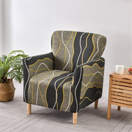 Mateju Sesselbezug Stretch Sofa Überzug Druckt Sesselhusse mit Armlehne, Polyester Sessel Bezug Sesselbezüge Abnehmbar und Waschbar Antirutsch Hussen Für Sessel (wellige Textur) von Mateju