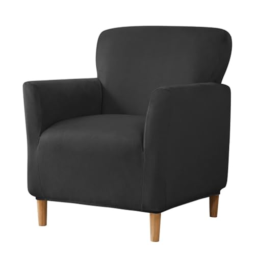 Mateju Sesselbezug Stretch Sofa Überzug Druckt Sesselhusse mit Armlehne, Samtstoff Sessel Bezug Sesselbezüge Abnehmbar und Waschbar Antirutsch Hussen Für Sessel (Schwarz) von Mateju