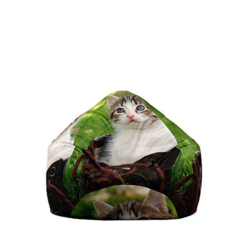 Mateju Sitzsack, Gemütlich Sitzsack Kinder, Sitzsack Erwachsene Oder Als Gaming Bean Bag, 3D Schubsende Katze Relaxo Sitzsack Geeignet für Lnnen Oder Außen zum Liegen Oder Sitzen (L,Niedlich) von Mateju