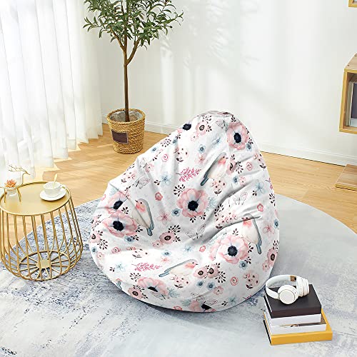 Mateju Sitzsack, Gemütlich Sitzsack Kinder, sitzsack Erwachsene oder als Gaming Bean Bag, 3D Grün Garten Relaxo Sitzsack Geeignet für Lnnen Oder Außen zum Liegen Oder Sitzen (XL,Rosa Blumen) von Mateju
