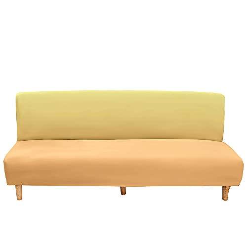 Mateju Sofabezug ohne Armlehnen, Farbverlauf Stretch Armlose Sofabettüberzug Clic Clac Sofahusse, Elastische Antirutsch Schonbezug Protector für 2-3-Sitzer Klappsofa Bett (M(160-190cm),Gelb) von Mateju