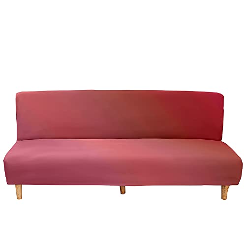 Mateju Sofabezug ohne Armlehnen, Farbverlauf Stretch Armlose Sofabettüberzug Clic Clac Sofahusse, Elastische Antirutsch Schonbezug Protector für 2-3-Sitzer Klappsofa Bett (S(120-150cm),Rot) von Mateju