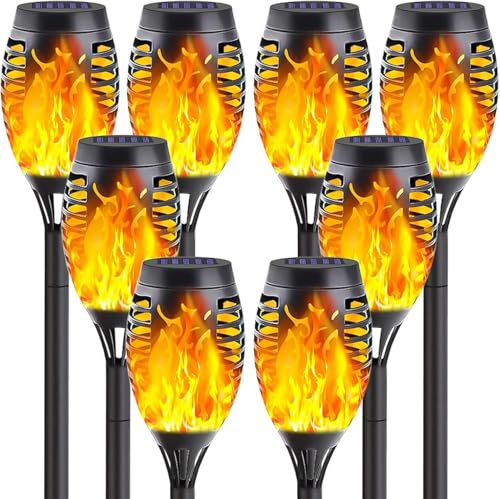 Mateju Solarleuchten Solarlampen für Außen Garten, IP65 Wasserdicht LED Lampen Gartenfackeln Beleuchtung Wetterfeste Wegleuchte für Weg Hinterhöfe Rasen Balkon Deko, Flamme (Gelb,4 pcs) von Mateju