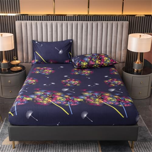 Mateju Spannbettlaken aus Mikrofaser Wunderschön Bedrucktes Weiche Bequem Spannbetttuch für Einzelbett Doppelbett Boxspringbett, Tiefe Tasche, bis 30 cm Matraze (150x200cm,Feuerwerk) von Mateju