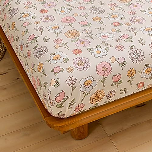 Mateju Spannbettlaken aus Mikrofaser mit Blumendruck für Einzelbett und Doppelbett, Weiche Bequem Spannbetttuch für Boxspringbett, Tiefe Tasche für bis 25 cm Matraze (90x200cm,Rosa) von Mateju