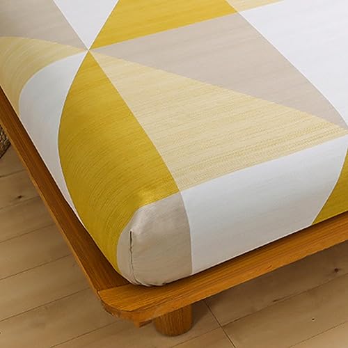 Mateju Spannbettlaken aus Mikrofaser mit Geometrie Druck für Einzelbett und Doppelbett, Weiche Bequem Spannbetttuch für Boxspringbett, Tiefe Tasche für bis 25 cm Matraze (180x200cm,Gelb) von Mateju