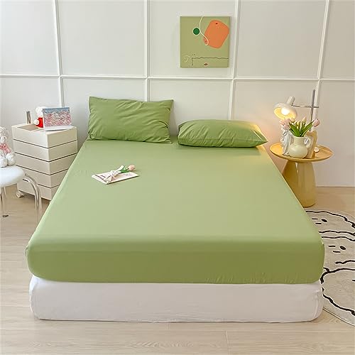 Mateju Spannbettlaken mit 2 x Kissenbezug für Einzelbett und Doppelbett, Einfarbiges Weiche Mikrofaser Spannbetttuch für Boxspringbett, Tiefe Tasche für bis 20cm Matraze (120x200cm,Grün) von Mateju