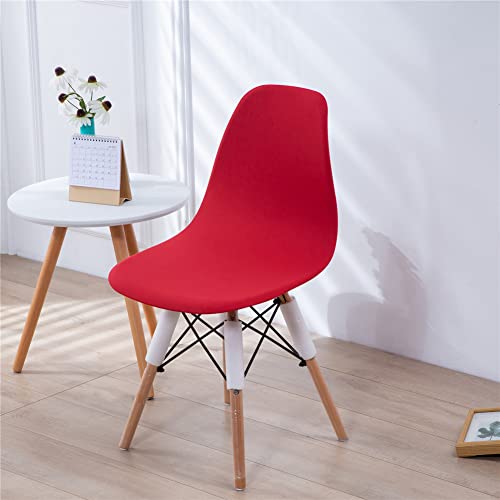 Mateju Stretch Moderne Shell Stuhlhussen 1 2 4 6 8er Schonbezüge Waschbar Bezug Stuhlhussen Skandinavisch Stuhlbezug für Esszimmerstühle Küche Hochzeit Büro Bankette Partys Deko (rot,6pcs) von Mateju