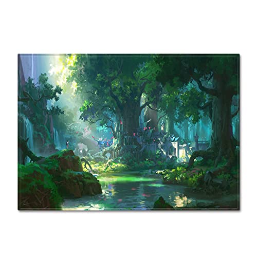 Mateju Teppich Schlafzimmer Wohnzimmer Teppich 3D Landschaft Dekoration Waschbarer Flanell Teppiche Balkon Terrasse Küchenteppich Bodenmatte Fußmatte (150x200cm,grüner Wald) von Mateju