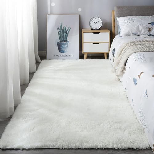 Mateju Teppich Wohnzimmer, Teppich Flauschig 200x300, Modern Hochflor Teppich Schlafzimmer Bettvorleger Teppich Waschbar für Nachttisch Schlafzimmer Kinderzimmer Wohnzimmer (80x160cm,Beige) von Mateju