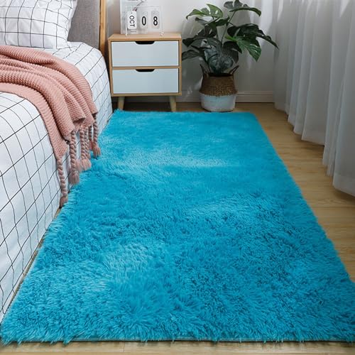 Mateju Teppich Wohnzimmer, Teppich Flauschig 200x300, Modern Hochflor Teppich Schlafzimmer Bettvorleger Teppich Waschbar für Wohnzimmer Schlafzimmer Kinderzimmer Wohnzimmer (160x230cm,Aquamarin) von Mateju