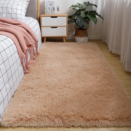 Mateju Teppich Wohnzimmer, Teppich Flauschig 200x300, Modern Hochflor Teppich Schlafzimmer Bettvorleger Teppich Waschbar für Wohnzimmer Schlafzimmer Kinderzimmer Wohnzimmer (200x250cm,Kamel) von Mateju