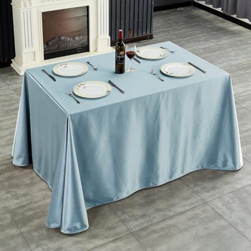 Mateju Tischrock Stehtisch Husse Rechteckige, Satiniertes Tischdecke für Partei, Feiern Veranstaltungen Hochzeit Dekoration Party für Bankett Geburtstag Hochzeit (Himmelblau,160x240cm) von Mateju