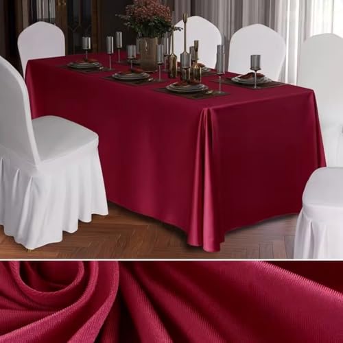 Mateju Tischrock Stehtisch Husse Rechteckige, Volltonfarbe Satiniertes Tischdecke für Partei, Feiern Veranstaltungen Hochzeit Dekoration Party für Bankett Hochzeit Geburtstag (Burgund,180x300cm) von Mateju