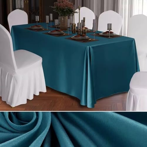 Mateju Tischrock Stehtisch Husse Rechteckige, Volltonfarbe Satiniertes Tischdecke für Partei, Feiern Veranstaltungen Hochzeit Dekoration Party für Bankett Hochzeit Geburtstag (Pfauenblau,180x320cm) von Mateju
