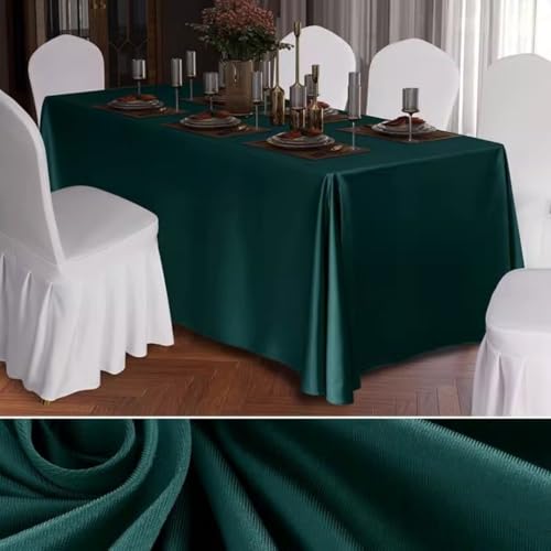 Mateju Tischrock Stehtisch Husse Rechteckige, Volltonfarbe Satiniertes Tischdecke für Partei, Feiern Veranstaltungen Hochzeit Dekoration Party für Bankett Hochzeit Geburtstag (Dunkelgrün,160x240cm) von Mateju
