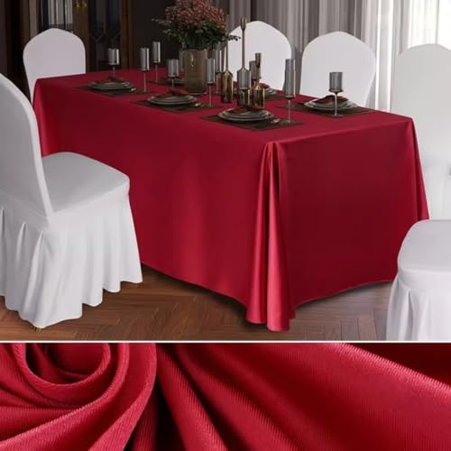 Mateju Tischrock Stehtisch Husse Rechteckige, Volltonfarbe Satiniertes Tischdecke für Partei, Feiern Veranstaltungen Hochzeit Dekoration Party für Bankett Hochzeit Geburtstag (Weihnachtsrot,160x200cm) von Mateju