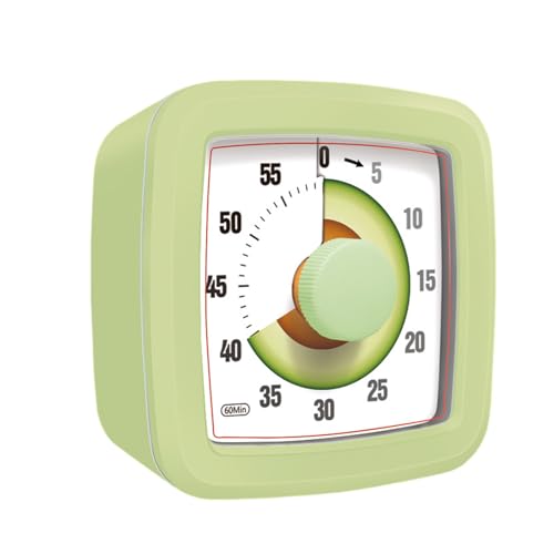 Mateju Visueller Timer Kinder 60 Minuten Countdown Timer für Erwachsene Leise Zahnputzuhr Lernuhr Küchentimer Zeit Management Werkzeug Tool für Schule Büro (Avocado,One Size) von Mateju