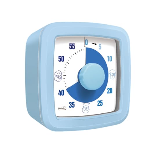 Mateju Visueller Timer Kinder 60 Minuten Countdown Timer für Erwachsene Leise Zahnputzuhr Lernuhr Küchentimer Zeit Management Werkzeug Tool für Schule Büro (Blau 1,One Size) von Mateju