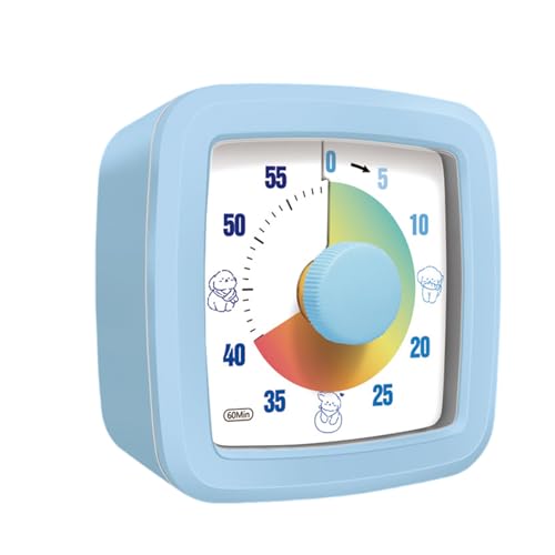 Mateju Visueller Timer Kinder 60 Minuten Countdown Timer für Erwachsene Leise Zahnputzuhr Lernuhr Küchentimer Zeit Management Werkzeug Tool für Schule Büro (Blauer Farbverlauf,One Size) von Mateju