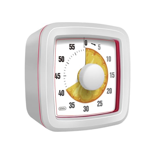 Mateju Visueller Timer Kinder 60 Minuten Countdown Timer für Erwachsene Leise Zahnputzuhr Lernuhr Küchentimer Zeit Management Werkzeug Tool für Schule Büro (Orange,One Size) von Mateju