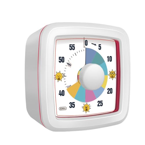 Mateju Visueller Timer Kinder 60 Minuten Countdown Timer für Erwachsene Leise Zahnputzuhr Lernuhr Küchentimer Zeit Management Werkzeug Tool für Schule Büro (Regenbogen,One Size) von Mateju