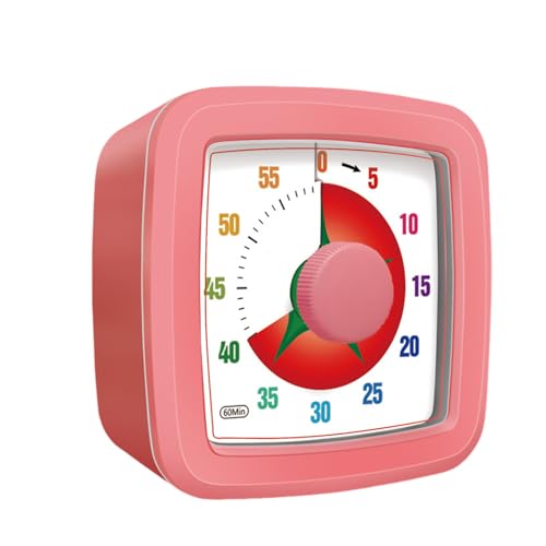 Mateju Visueller Timer Kinder 60 Minuten Countdown Timer für Erwachsene Leise Zahnputzuhr Lernuhr Küchentimer Zeit Management Werkzeug Tool für Schule Büro (Tomate,One Size) von Mateju