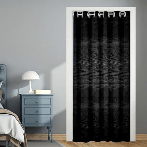 Mateju Vorhang Blickdicht mit Ösen Türvorhang, Türvorhang mit Vorhangseil, tür Vorhang Geeignet für Thermovorhang, Falttür, Raumteiler und Küchentür (Schwarz 3,80x180cm) von Mateju