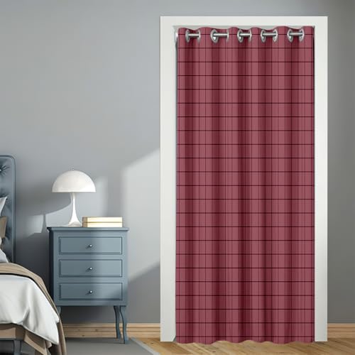 Mateju Vorhang Blickdicht mit Ösen Türvorhang, Verdunklungsvorhänge 1 Stück mit Karient, Thermovorhang Wohnzimmer für Falttür Schrank Raumteiler und Küchen (Blass violett Rot,130x200cm) von Mateju