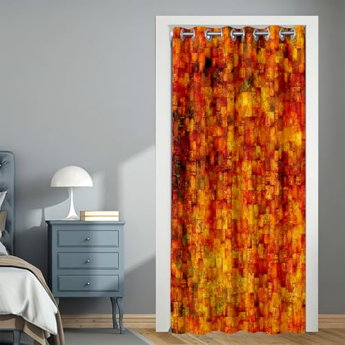 Mateju Vorhang Blickdicht mit Ösen Türvorhang, Verdunklungsvorhänge 1 Stück mit Karient, Thermovorhang Wohnzimmer für Falttür Schrank Raumteiler und Küchen (Orange,150x200cm) von Mateju