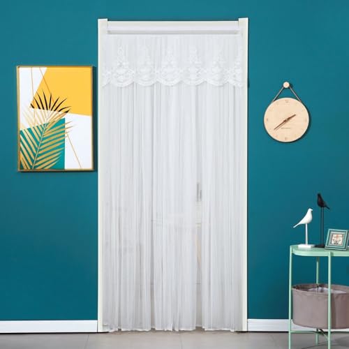 Mateju Vorhang mit Hook and Loop Tape, Türvorhang Feste Farbe, Vorhang Geeignet für Thermovorhang, Falttür, Raumteiler und Küchentür (Klassisches Weiß,80 * 200cm) von Mateju