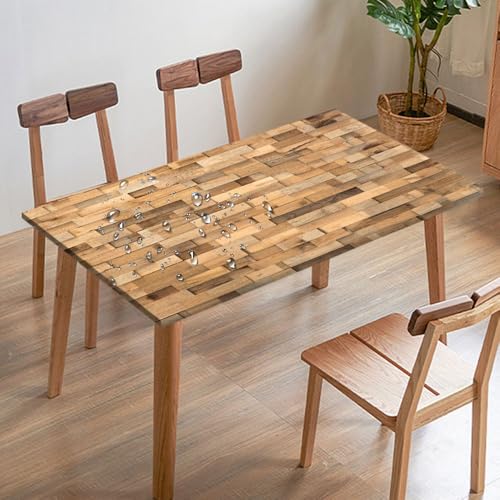 Mateju Wasserdicht Tischdecke Outdoor, 3D-Holzbrett Rechteckig Gartentischdecke Abwaschbar Wischbare Gummiband Elastisch Tischdecken Outdoor Garten Küchen (Helles Holz,140x80cm) von Mateju