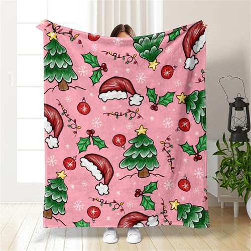 Mateju Weihnachten Kuscheldecke Decke Flauschig Fleecedecke Flanelldecke Sofadecke Warm Weich Karikatur Weihnachten Wohndecke Überwürfe Couchdecke Weihnachten Deko (Weihnachtsmütze,100x150cm) von Mateju