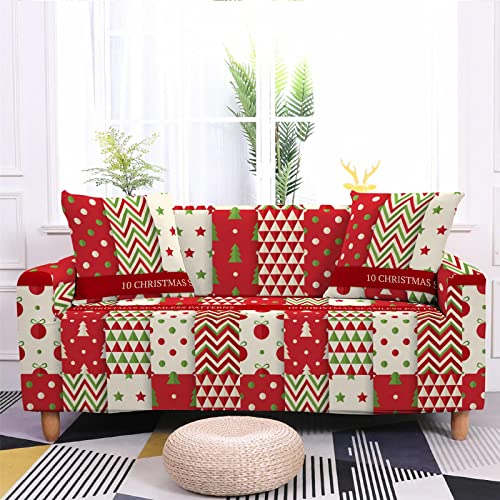 Mateju Weihnachts Sofabezug Sofaüberwürfe 1/2/3/4 Sitzer, Antirutsch Ecksofa Couchbezug L Form Sofa Stretch Spannbezug Sesselbezug für Wohnzimmer Wohnkultur (Grüne Weihnachten,1-Sitzer 90-140cm) von Mateju