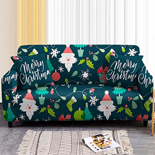 Mateju Weihnachts Sofabezug Sofaüberwürfe 1/2/3/4 Sitzer, Antirutsch Ecksofa Couchbezug L Form Sofa Stretch Spannbezug Sesselbezug für Wohnzimmer Wohnkultur (Grüne Weihnachten,1-Sitzer90-140cm) von Mateju