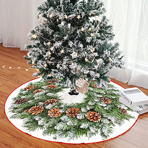 Mateju Weihnachtsbaum Rock Weihnachtsbaumdecke Groß Tannenbaum Unterlage Kranz Rund Christbaumdecke Christbaumständer Teppich Baumdecke für Neujahr Weihnachtsdeko Party (120cm,Kranz) von Mateju