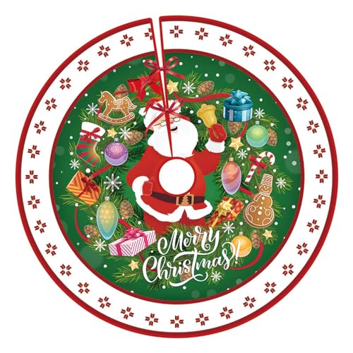 Mateju Weihnachtsbaum Rock Weihnachtsbaumdecke Groß Tannenbaum Unterlage Rund Christbaumdecke Christbaumständer Teppich Baumdecke für Weihnachtsdeko Neujahr Party Holiday (60cm,Grüner Garten) von Mateju