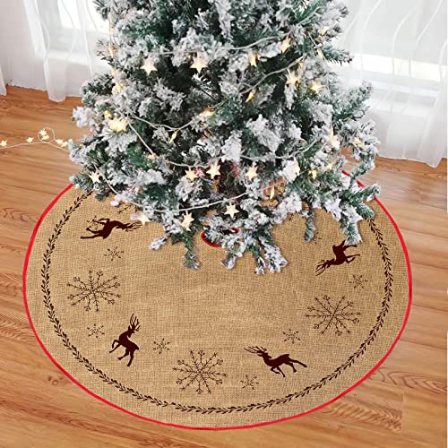 Mateju Weihnachtsbaum Rock Weihnachtsbaumdecke Rund Decke Groß Christbaumdecke Christbaumständer Teppich Baumdecke Weihnachtsbaum Deko für Weihnachten Neujahr Party (36inch,Brauner Hirsch) von Mateju