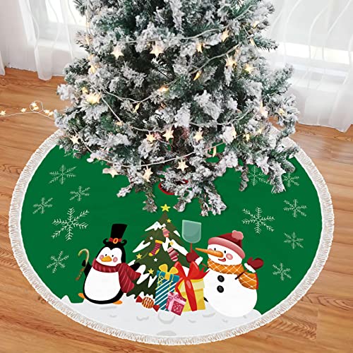 Mateju Weihnachtsbaum Tassel Rock Weihnachtsbaumdecke Rund Decke Christbaumdecke Christbaumständer Teppich Baumdecke Weihnachtsbaum Deko für Weihnachten Neujahr Party (dunkelgrün,28inch) von Mateju