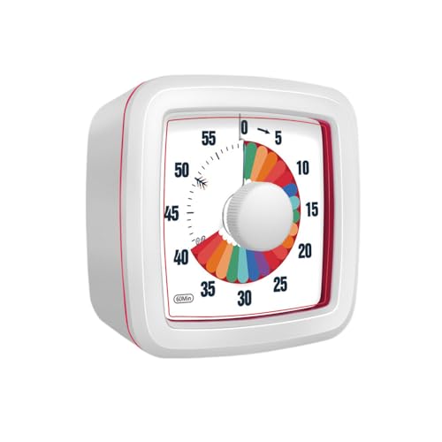 Mateju visueller Timer Kinder 60 Minuten Countdown Timer für Erwachsene Leise zahnputzuhr lernuhr küchentimer Zeit Management Werkzeug Tool für Schule Büro (Gänseblümchenweiß) von Mateju