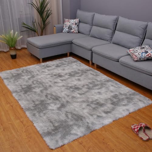 Teppich Wohnzimmer, Mateju Teppich Flauschig 200x300, Modern Hochflor Teppich Schlafzimmer Bettvorleger Teppich Waschbar für Interieur, Kinderzimmer, Schlafzimmer (160x230cm,Anthrazit Grau) von Mateju