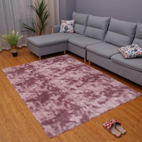 Teppich Wohnzimmer, Mateju Teppich Flauschig 200x300, Modern Hochflor Teppich Schlafzimmer Bettvorleger Teppich Waschbar für Interieur, Kinderzimmer, Schlafzimmer (160x230cm,Weinrot) von Mateju