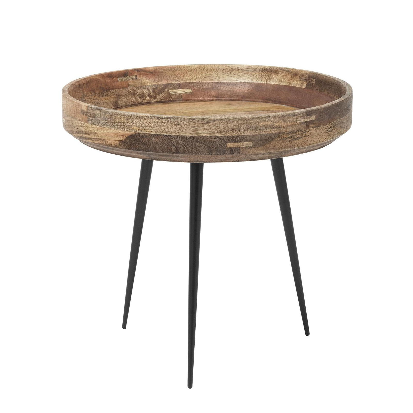 Mater - Bowl Beistelltisch S - natur/Tischplatte Mangoholz lackiert/Gestell Stahl lackiert/H 38cm / Ø 40cm von Mater