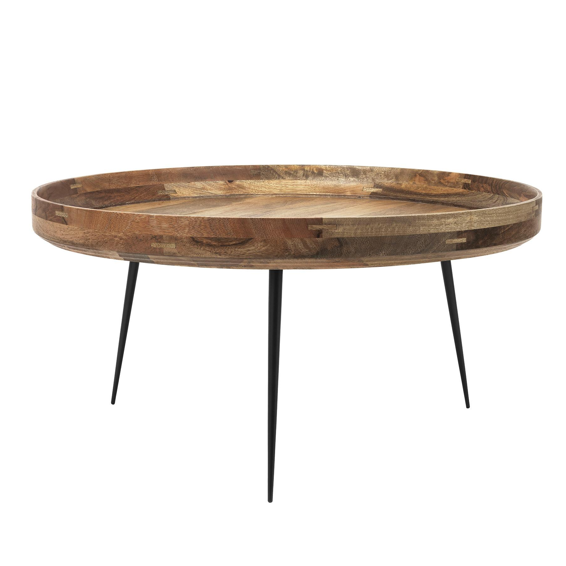 Mater - Bowl Beistelltisch XL - natur/Tischplatte Mangoholz lackiert/Gestell Stahl schwarz/H 38cm / Ø 75cm von Mater